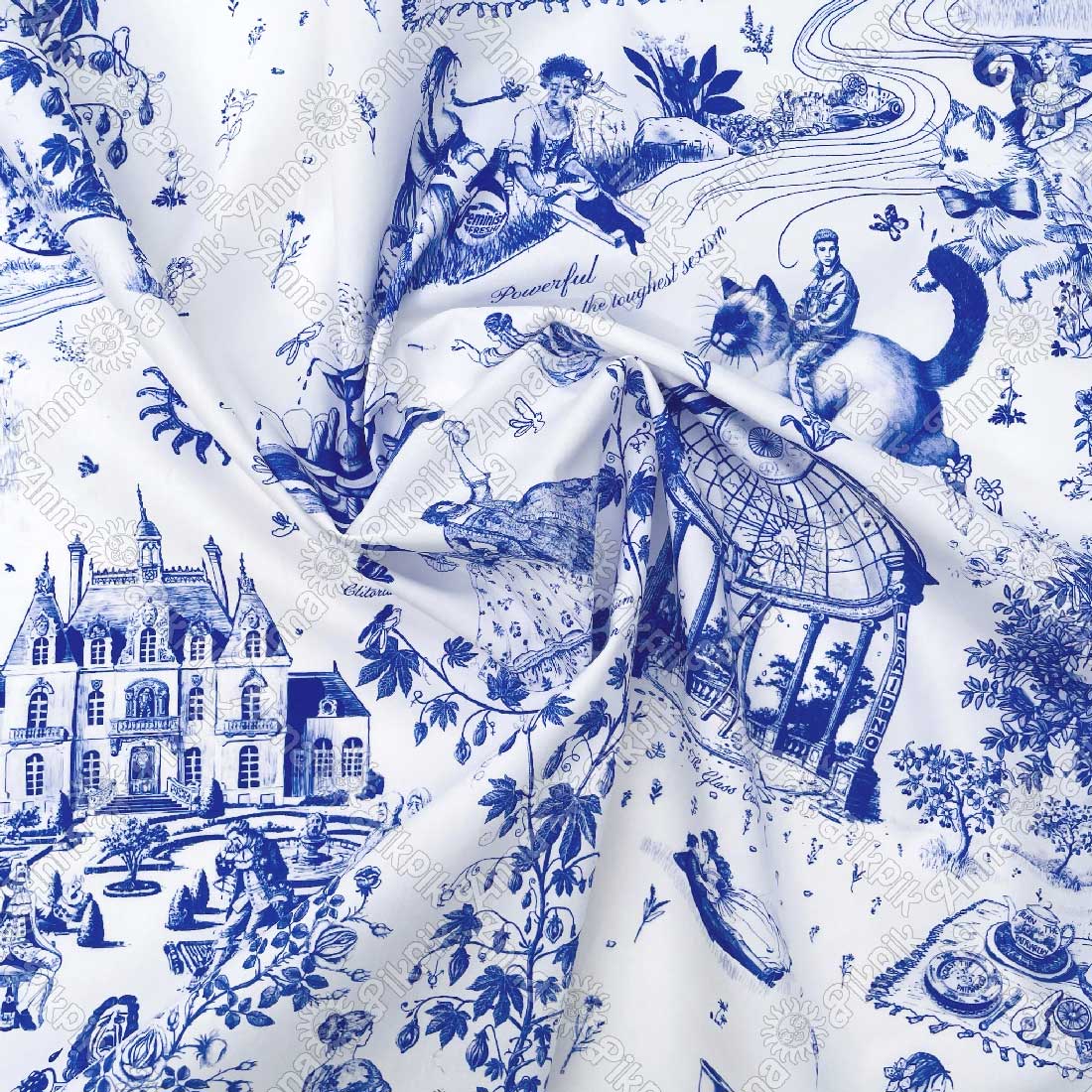 Feminist Toile de Jouy fabric