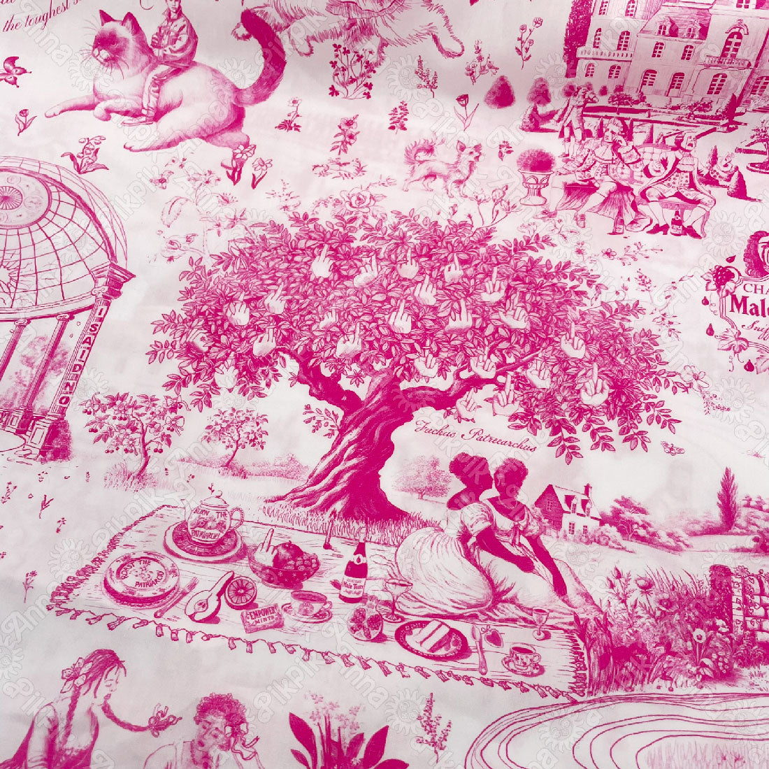 Feminist Toile de Jouy fabric
