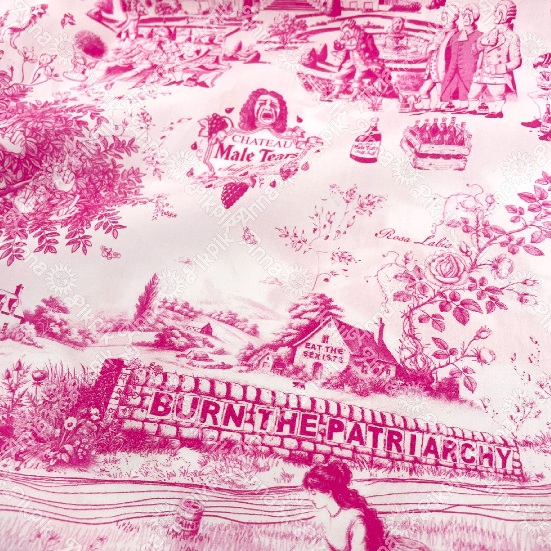 Feminist Toile de Jouy fabric