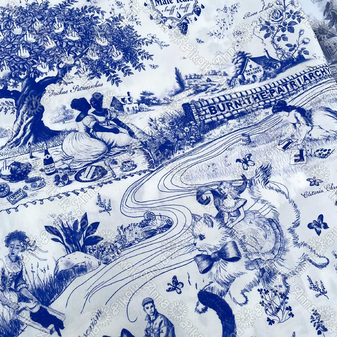 Feminist Toile de Jouy fabric