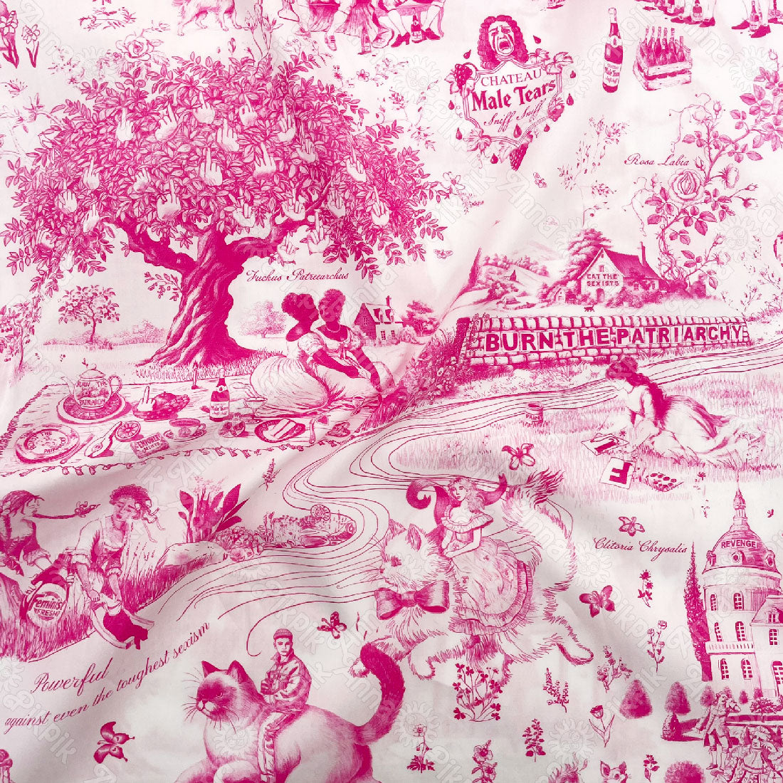Feminist Toile de Jouy fabric